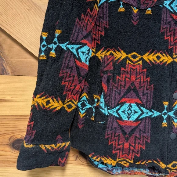Rock and Roll Denim Medium Southwestern Print Shirt Jacket Western Snap Cowboy - Picture 2 of 12